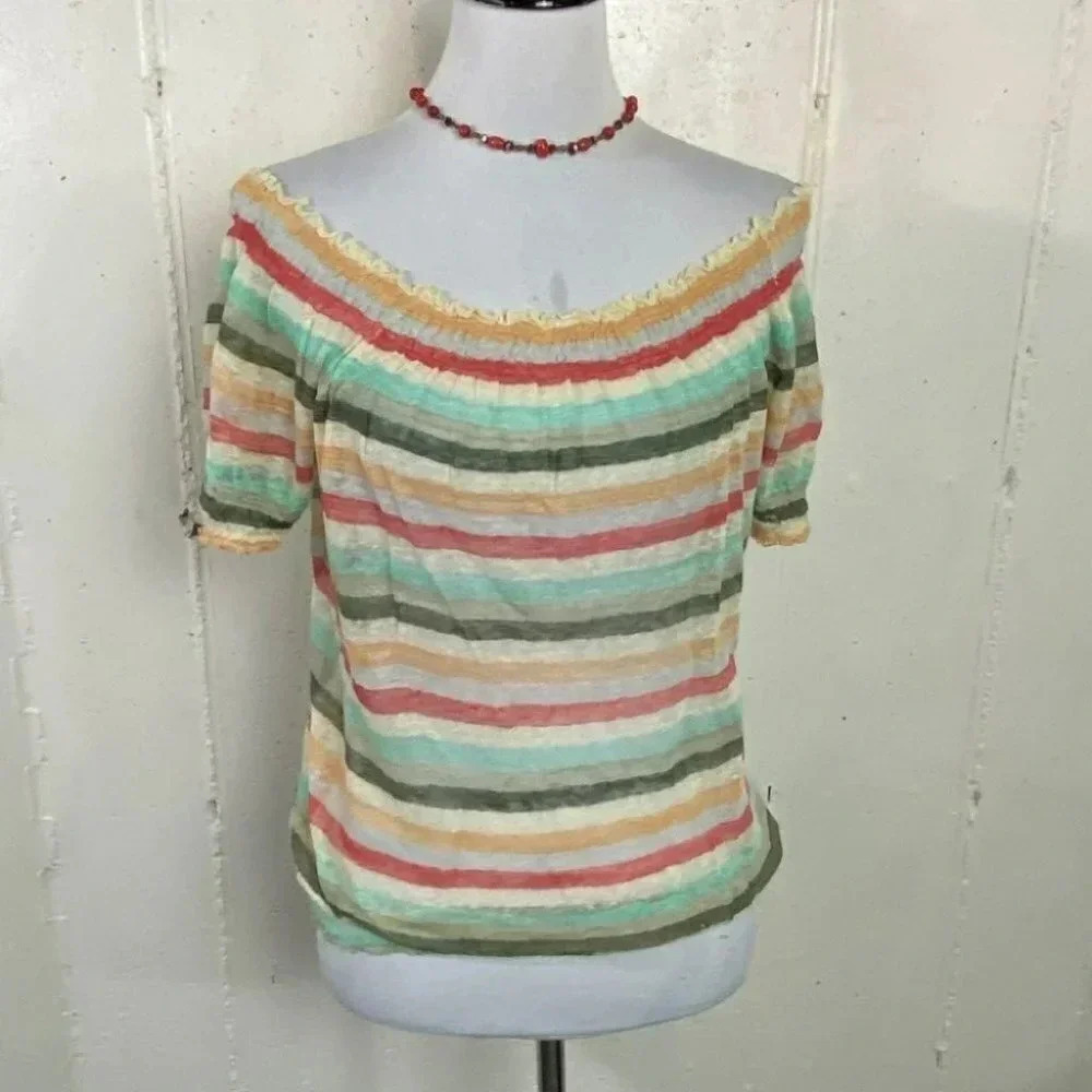 American‎ Rag S multi color stripe Off the shoulder